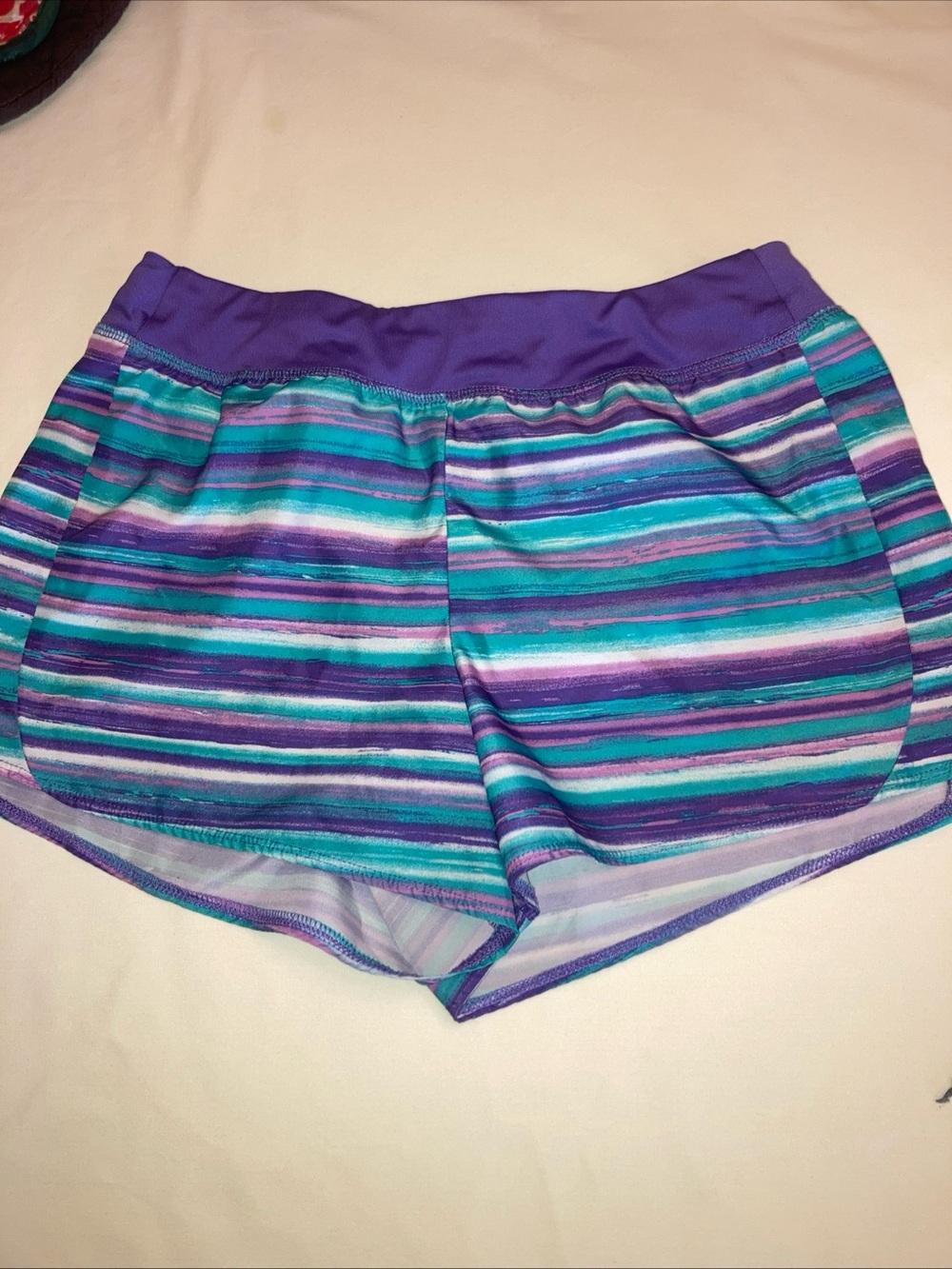 Athletic Works Girls Shorts in Purple, Teal & White XL (14-16)